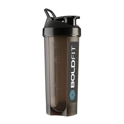 Boldfit Plastic Gym Typhoon Shaker Bottle, Leakproof Guarantee Sipper Bottle Ideal for Protein, Preworkout and Bcaas, BPA-Free Material (Typhoon Black, 700 ML)