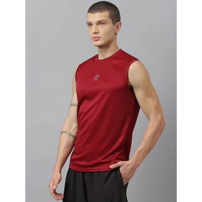 ATICX Men's Polyester Sports Sleeveless T Shirt - Gym Vest, Workout Sando, Training Tank Top, Cut Sleeves Quick Dry Tee for Running, Swimming, Badminton, Fitness & Sports