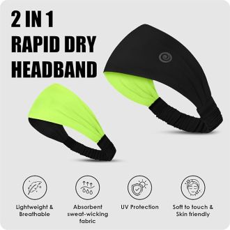 Athmonk Lycra Multipurpose Reversible Headband For Men Women, Colorful Stylish Sweatband Quick Dry Manage Long Hair Wide Snug Fit Elastic For Sports, Running, Gym, Cricket, Badminton, Green